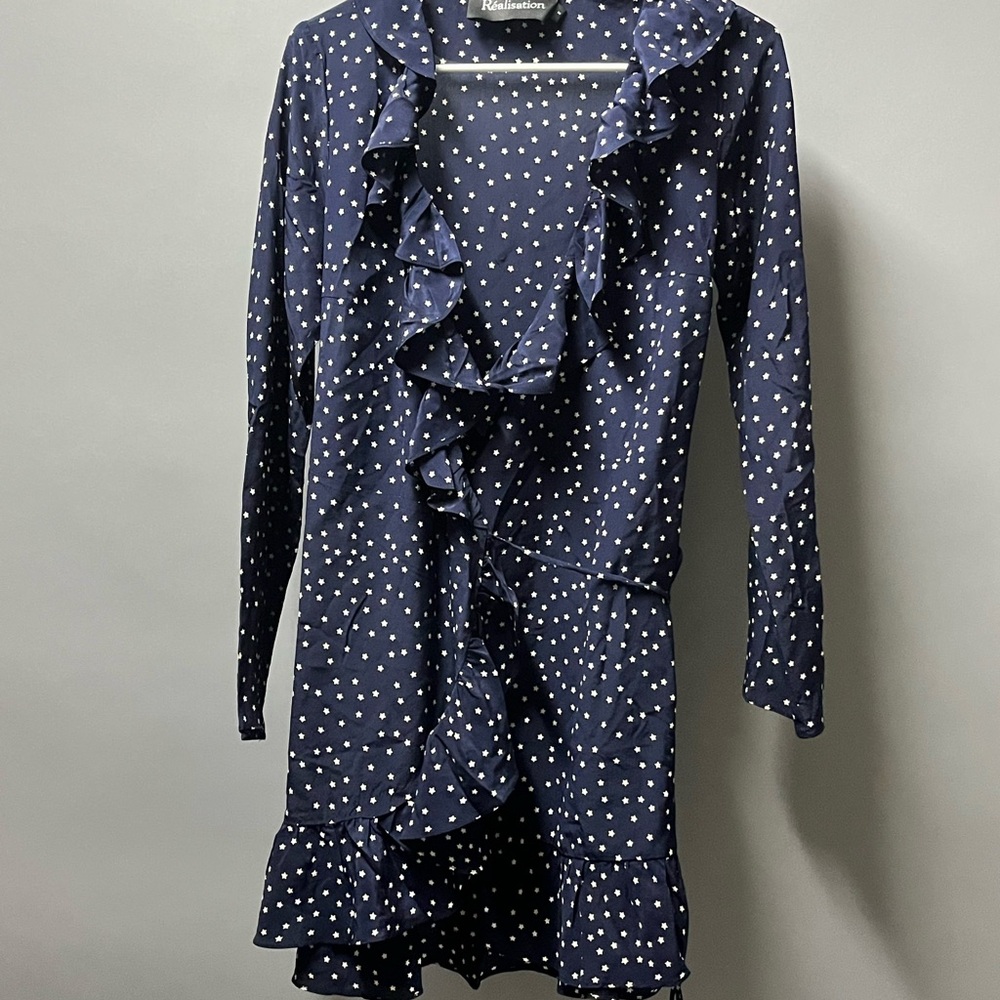 Realisation Par Blue Long Sleeve Wrap Sundress - Picture 2 of 6